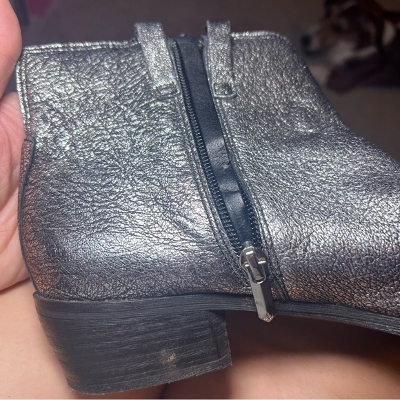Sam Edelman James Metallic Silver Leather Zip-Up Ankle Boots Womens Size 7.5 - Picture 10 of 10